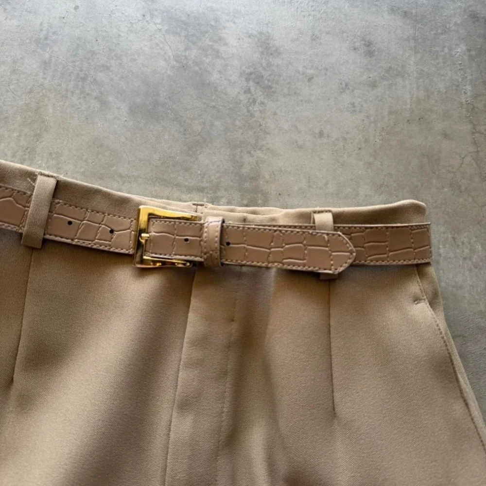 Vintage 80's Mocha Brown skinny dress leather snake skin gold belt western